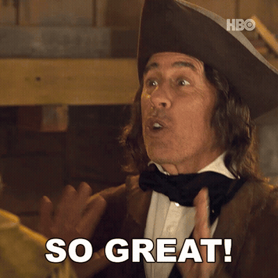 A Man Wearing A Pirate Hat And Bow Tie Says So Great GIF