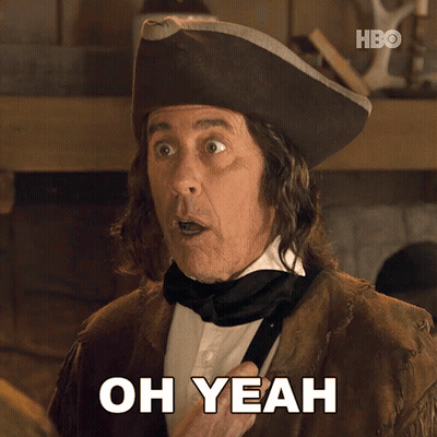 A Man Wearing A Pirate Hat Says Oh Yeah In White Letters GIF