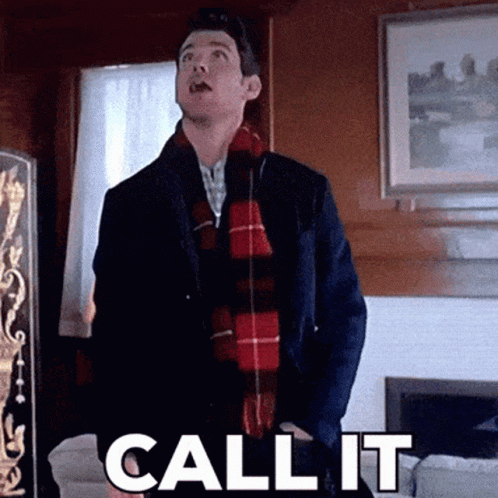 A Man Wearing A Plaid Scarf And A Jacket Says Call It GIF