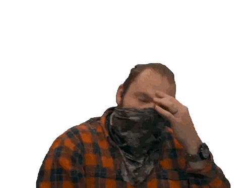 A Man Wearing A Plaid Shirt And A Bandana On His Face Makes A Peace Sign Sticker