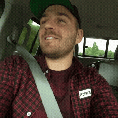 A Man Wearing A Plaid Shirt Has A Patch On His Shirt That Says Office GIF