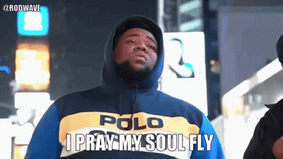 A Man Wearing A Polo Hoodie Is Praying His Soul Fly GIF