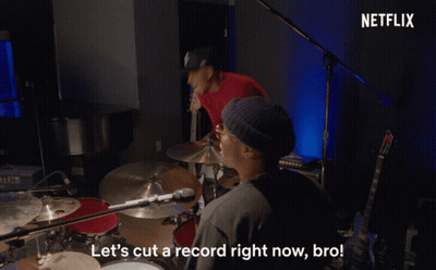 A Man Wearing A Purple Beanie And Sunglasses Says " Let 'S Cut A Record Right Now Bro " GIF