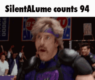 A Man Wearing A Purple Headband Is Standing In Front Of A Crowd With The Words Silentalume Counts 94 On The Bottom GIF