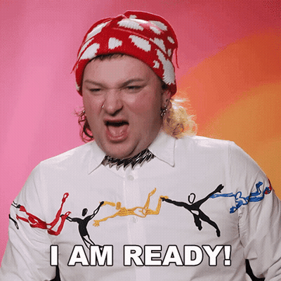 A Man Wearing A Red And White Hat And A White Shirt Says I Am Ready GIF