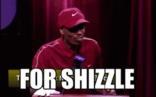 A Man Wearing A Red Nike Hat Stands At A Podium And Says " For Shizzle " In Front Of Him GIF