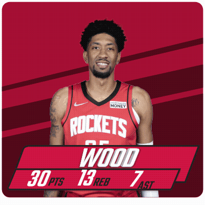 A Man Wearing A Red Rockets Jersey With The Number 25 On It GIF