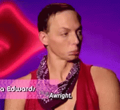 A Man Wearing A Red Shirt And A Bandana Says Awright GIF