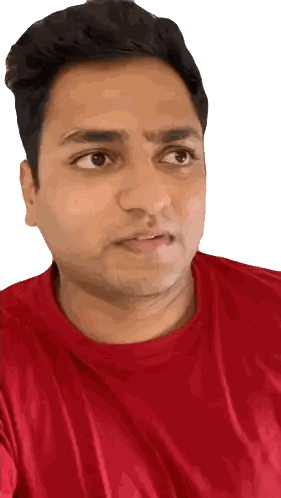 A Man Wearing A Red Shirt Looks To His Right Sticker