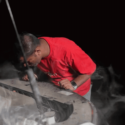 A Man Wearing A Red Shirt That Says ' A ' On It GIF