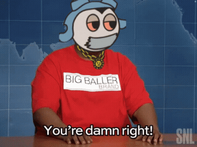 A Man Wearing A Red Shirt That Says " Big Baller Brand " GIF