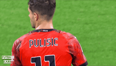 A Man Wearing A Red Shirt With The Name Pulisic On It GIF