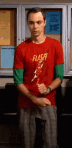 Man Wearing Red Flash Shirt GIF