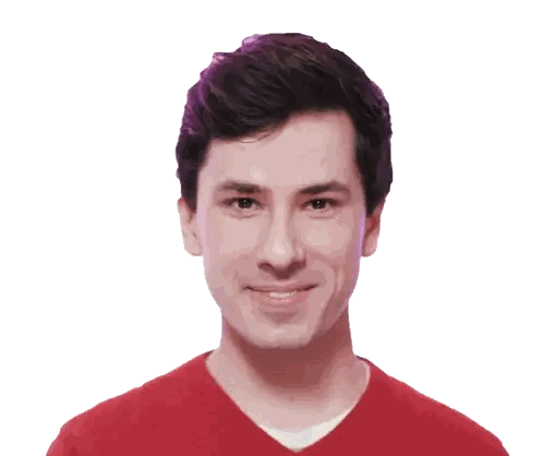 A Man Wearing A Red Sweater Is Making A Face Sticker