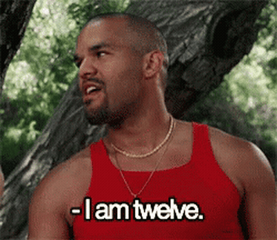 A Man Wearing A Red Tank Top Says I Am Twelve GIF