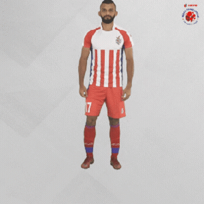A Man Wearing A Red White And Blue Striped Jersey With The Number 17 On His Shorts GIF