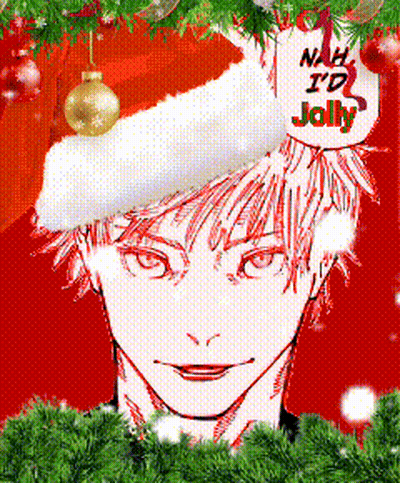 A Man Wearing A Santa Hat With A Nah I 'D Jolly Sign On It GIF