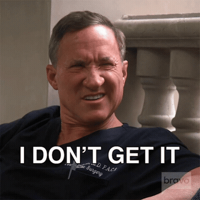 A Man Wearing A Scrub Top That Says I Don 'T Get It On It GIF