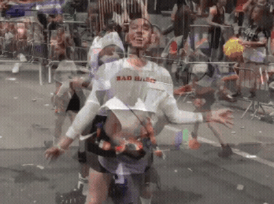 A Man Wearing A Shirt That Says Bad Habits Is Dancing GIF