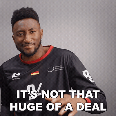 A Man Wearing A Shirt That Says ' It 'S Not That Huge Of A Deal ' On It GIF