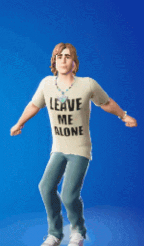 A Man Wearing A Shirt That Says Leave Me Alone Is Dancing GIF