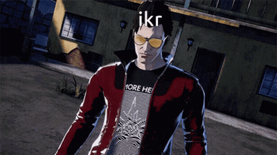 A Man Wearing A Shirt That Says More He Is Standing In Front Of A Building GIF