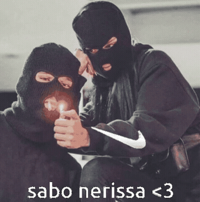 A Man Wearing A Ski Mask Lighting A Cigarette Next To A Woman Wearing A Nike Shirt GIF