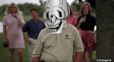 A Man Wearing A Skull Mask And A Cadillac Shirt GIF