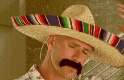 A Man Wearing A Sombrero And A Mustache Is Holding A Glass Of Water . GIF