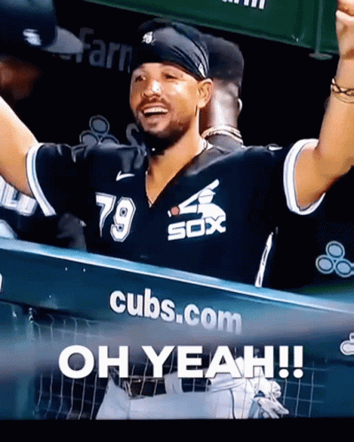 A Man Wearing A Sox Jersey With The Number 79 GIF
