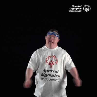 A Man Wearing A Special Olympics Massachusetts T-Shirt GIF