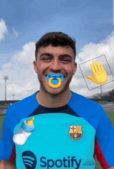 A Man Wearing A Spotify Shirt With A Pacifier And A Bottle GIF