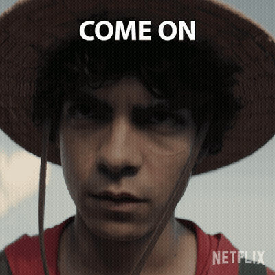 A Man Wearing A Straw Hat With The Words Come On Written Above Him GIF