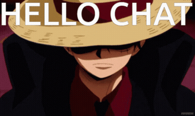 A Man Wearing A Straw Hat With The Words Hello Chat Above Him GIF