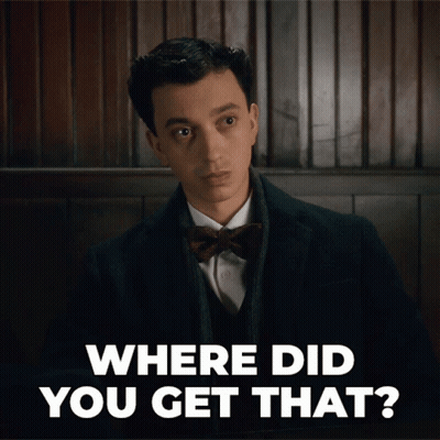 A Man Wearing A Suit And Bow Tie Is Asking Where Did You Get That GIF