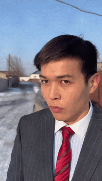 A Man Wearing A Suit And Tie Looks At The Camera GIF