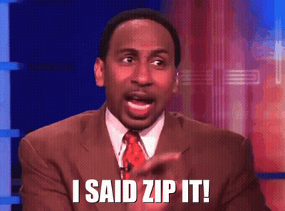 A Man Wearing A Suit And Tie Says I Said Zip It GIF