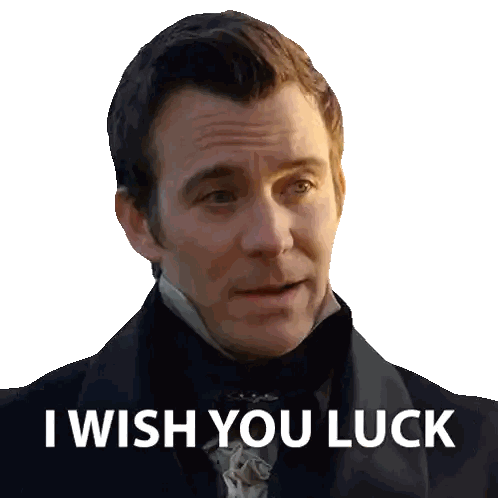 A Man Wearing A Suit And Tie Says I Wish You Luck Sticker