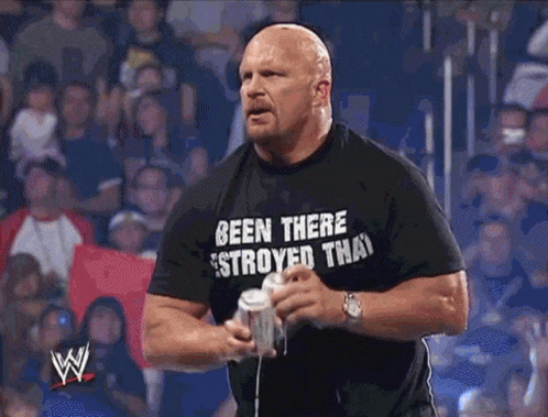 A Man Wearing A T-Shirt That Says Been There Stroyed That GIF