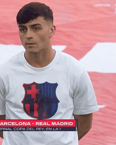 A Man Wearing A T-Shirt That Says Fcbarcelona On It GIF