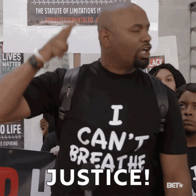 A Man Wearing A T-Shirt That Says I Can 'T Breathe Justice GIF