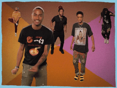 A Man Wearing A T-Shirt That Says Noodles On It GIF