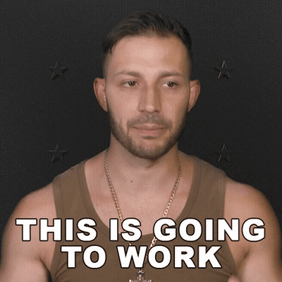 A Man Wearing A Tank Top With The Words This Is Going To Work On It GIF