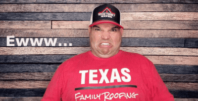 A Man Wearing A Texas Family Roofing Shirt Makes A Funny Face GIF