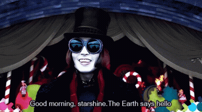 A Man Wearing A Top Hat And Sunglasses Says Good Morning Starshine The Earth Says Hello GIF