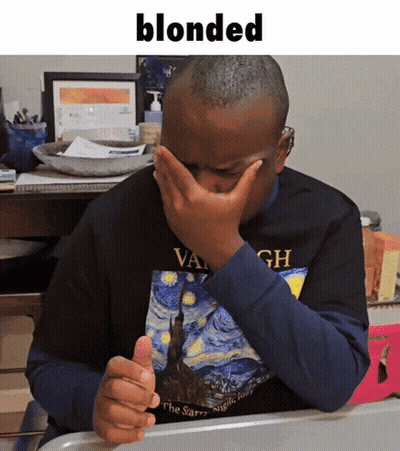 A Man Wearing A Van Gogh Shirt Is Covering His Face With His Hand GIF