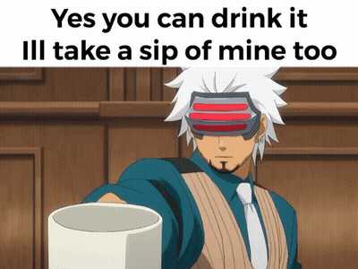 A Man Wearing A Virtual Reality Headset Is Holding A Cup And Says Yes You Can Drink It Ill Take A Sip Of Mine GIF