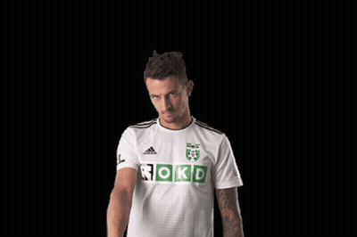 A Man Wearing A White Adidas Shirt With Rokd On It GIF
