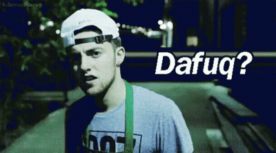 A Man Wearing A White Hat And A T-Shirt With The Word Dafug On It GIF