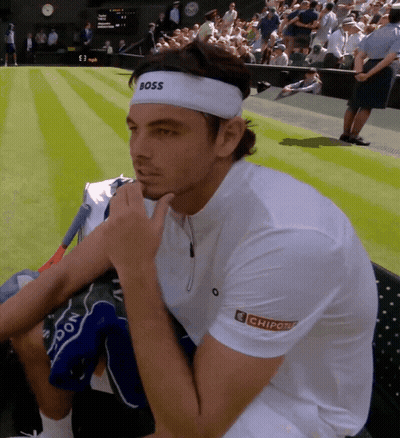 A Man Wearing A White Headband That Says Boss On It GIF